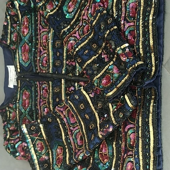Papell Boutique Evening Beaded Sequins Jacket Vintage S - Picture 11 of 12